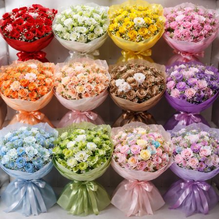 buket bunga mawar berbagai warna
