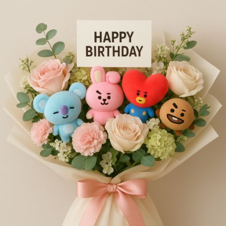 buket bunga ulang tahun bt21