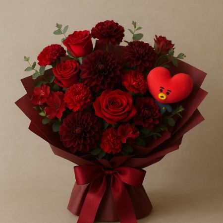buket  bunga mawar merah