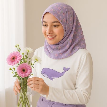 seorang wanita merawat bunga agar tahan lama