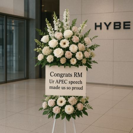 standing flower putih ucapan congratulations