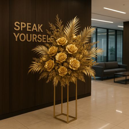 standing flower elegan di lobi kantor modern